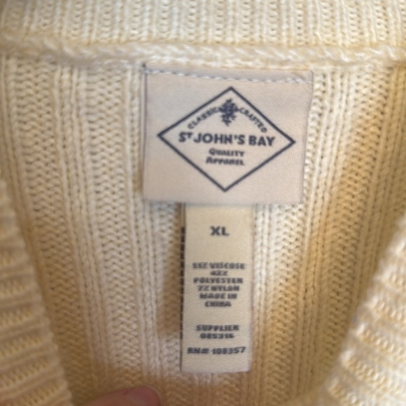 St. John's Bay mock neck cream striped sweater size extra large - Picture 2 of 6